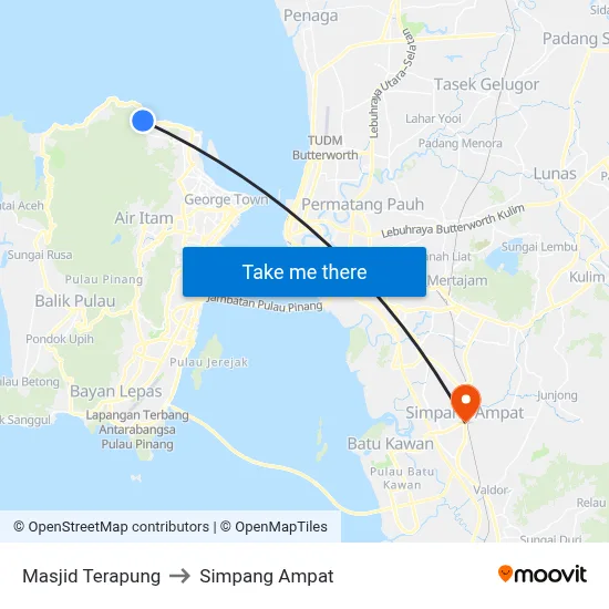 Masjid Terapung to Simpang Ampat map