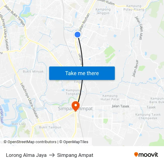 Lorong Alma Jaya to Simpang Ampat map