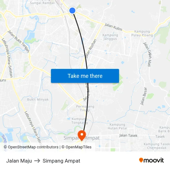 Jalan Maju to Simpang Ampat map