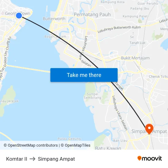 Komtar II to Simpang Ampat map