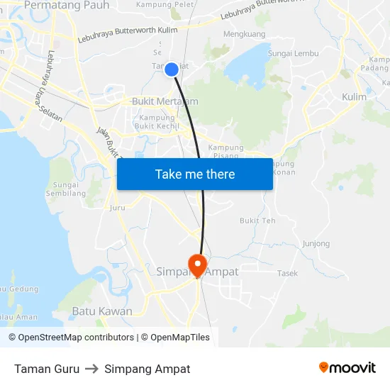 Taman Guru to Simpang Ampat map