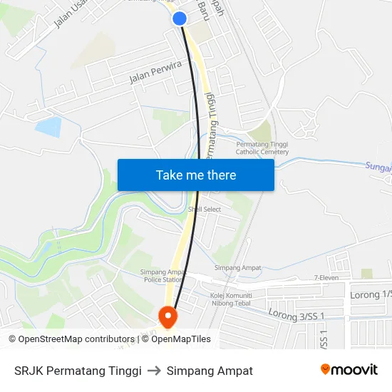 SRJK Permatang Tinggi to Simpang Ampat map