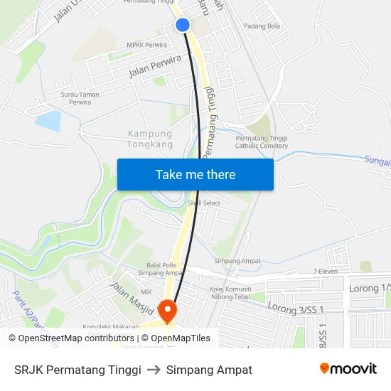 SRJK Permatang Tinggi to Simpang Ampat map