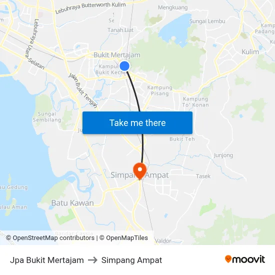 Jpa Bukit Mertajam to Simpang Ampat map