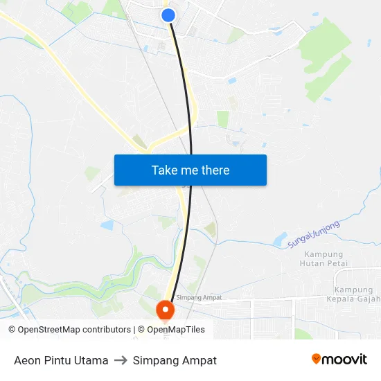 Aeon Pintu Utama to Simpang Ampat map