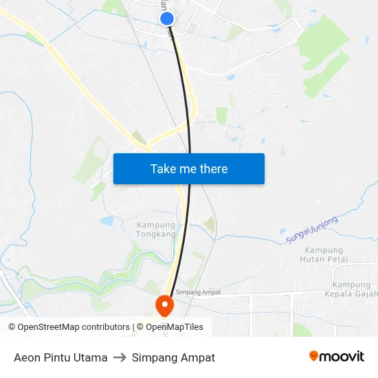 Aeon Pintu Utama to Simpang Ampat map