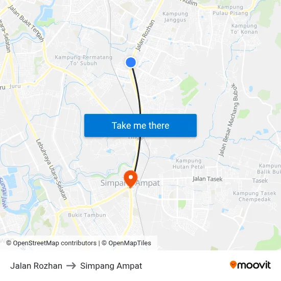 Jalan Rozhan to Simpang Ampat map