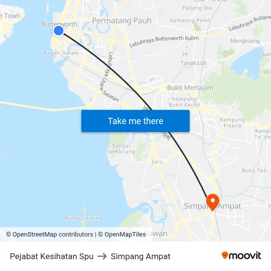Pejabat Kesihatan Spu to Simpang Ampat map