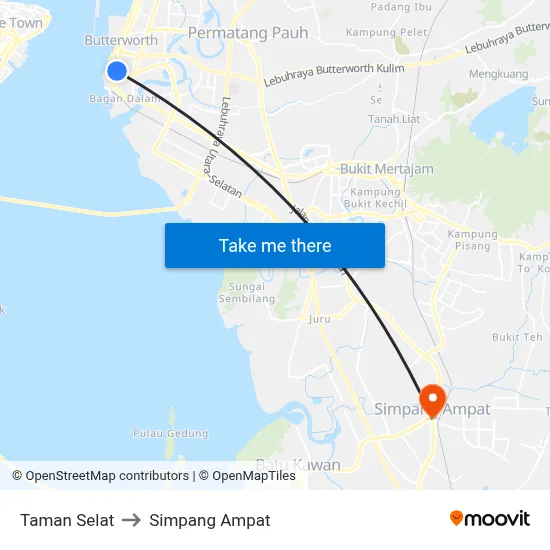 Taman Selat to Simpang Ampat map
