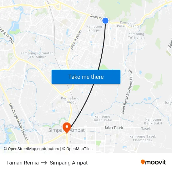 Taman Remia to Simpang Ampat map