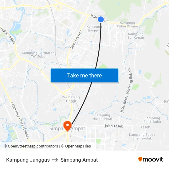 Kampung Janggus to Simpang Ampat map