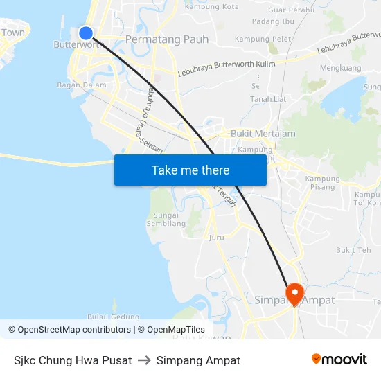 Sjkc Chung Hwa Pusat to Simpang Ampat map