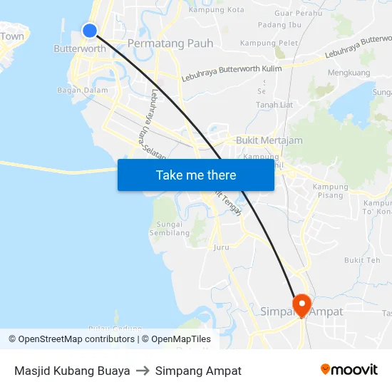 Masjid Kubang Buaya to Simpang Ampat map
