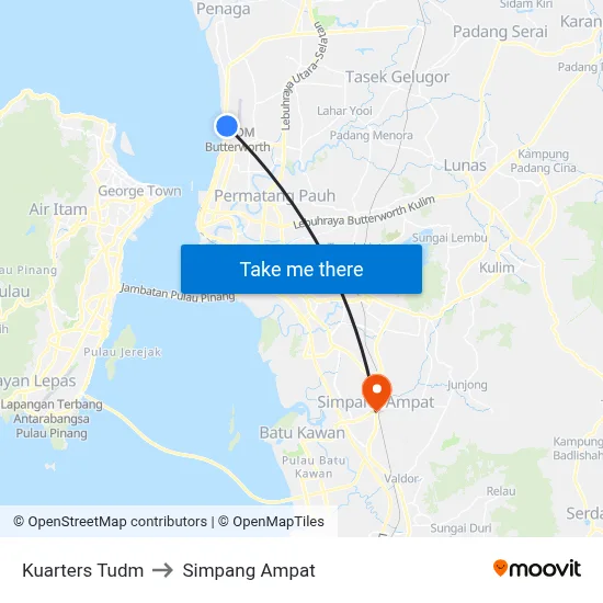 Kuarters Tudm to Simpang Ampat map