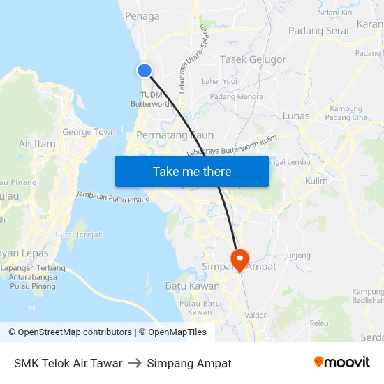 SMK Telok Air Tawar to Simpang Ampat map