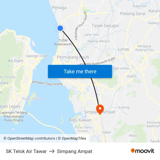 SK Telok Air Tawar to Simpang Ampat map