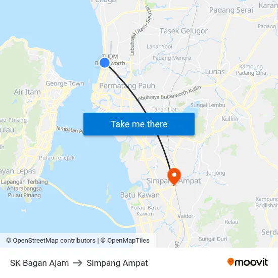 SK Bagan Ajam to Simpang Ampat map
