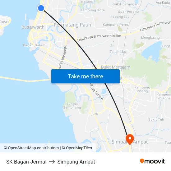 SK Bagan Jermal to Simpang Ampat map
