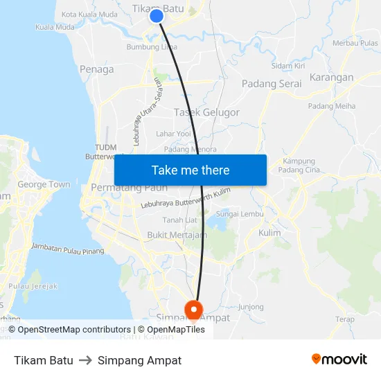 Tikam Batu to Simpang Ampat map