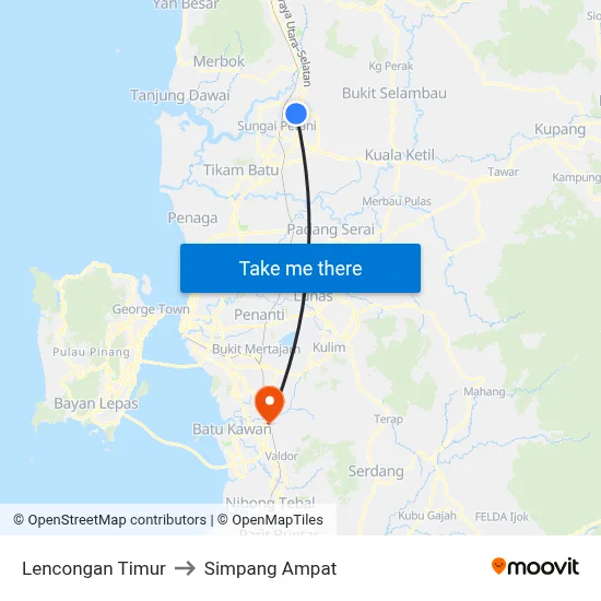 Lencongan Timur to Simpang Ampat map