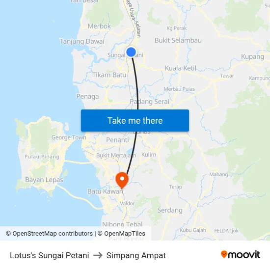 Lotus's Sungai Petani to Simpang Ampat map
