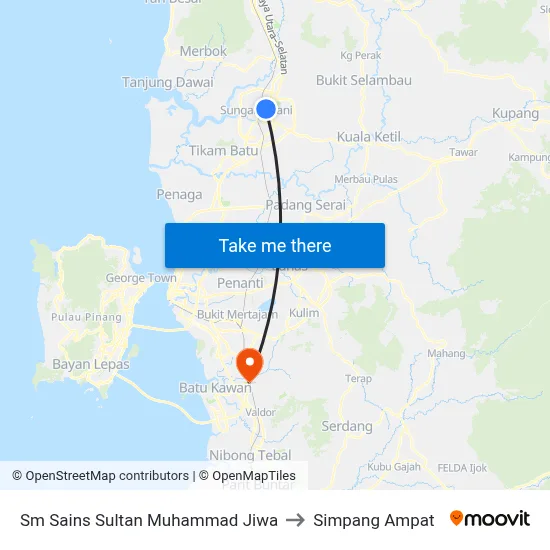Sm Sains Sultan Muhammad Jiwa to Simpang Ampat map