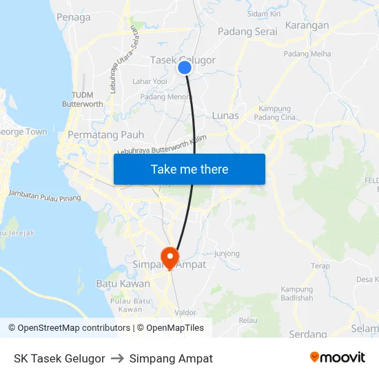SK Tasek Gelugor to Simpang Ampat map