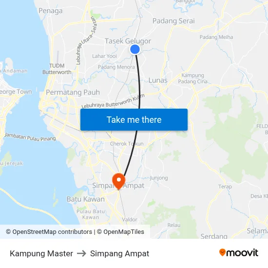 Kampung Master to Simpang Ampat map