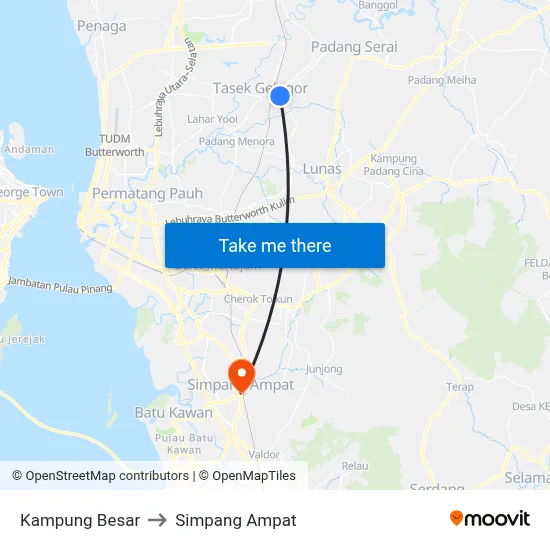 Kampung Besar to Simpang Ampat map