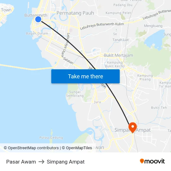 Pasar Awam to Simpang Ampat map
