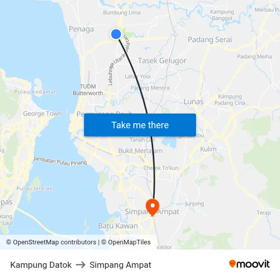 Kampung Datok to Simpang Ampat map