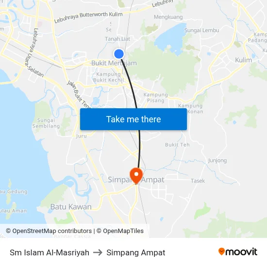 Sm Islam Al-Masriyah to Simpang Ampat map