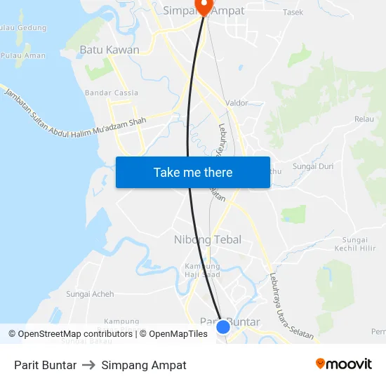 Parit Buntar to Simpang Ampat map