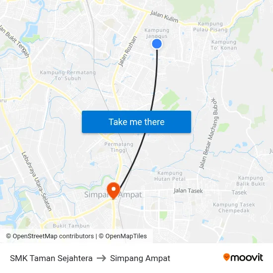 SMK Taman Sejahtera to Simpang Ampat map