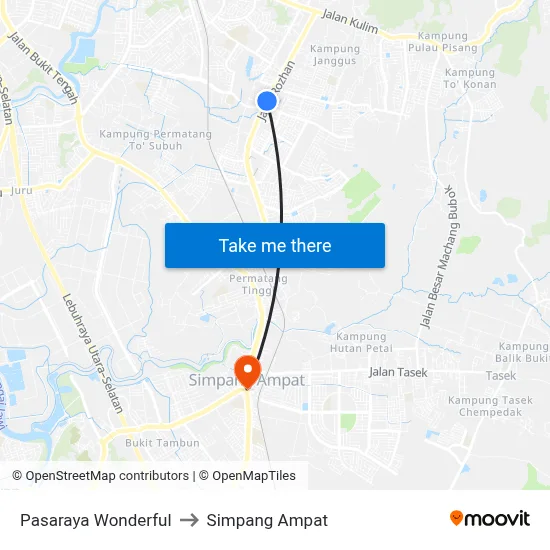 Pasaraya Wonderful to Simpang Ampat map