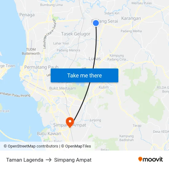 Taman Lagenda to Simpang Ampat map