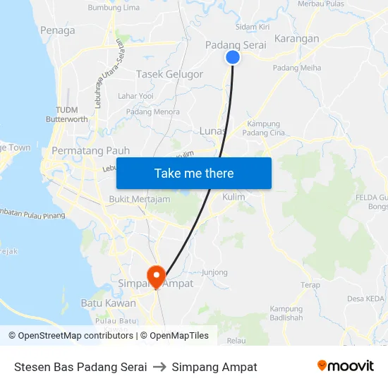 Stesen Bas Padang Serai to Simpang Ampat map