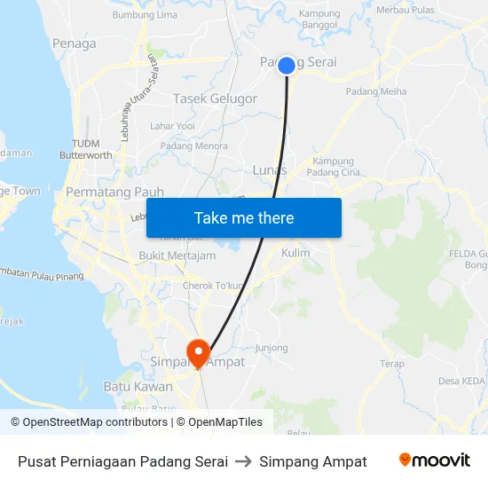 Pusat Perniagaan Padang Serai to Simpang Ampat map