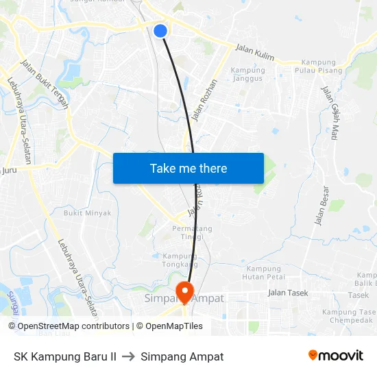 SK Kampung Baru II to Simpang Ampat map