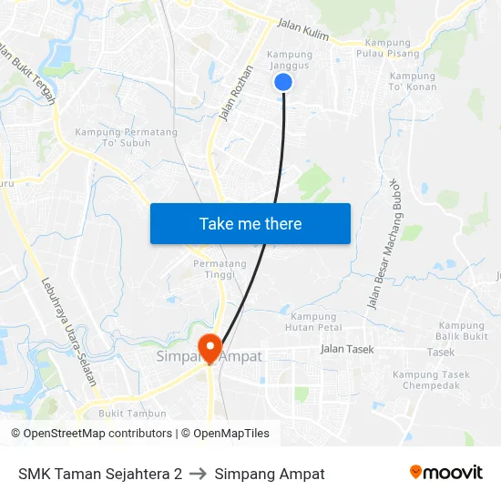 SMK Taman Sejahtera 2 to Simpang Ampat map