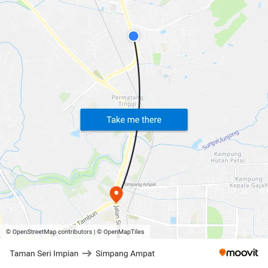 Taman Seri Impian to Simpang Ampat map
