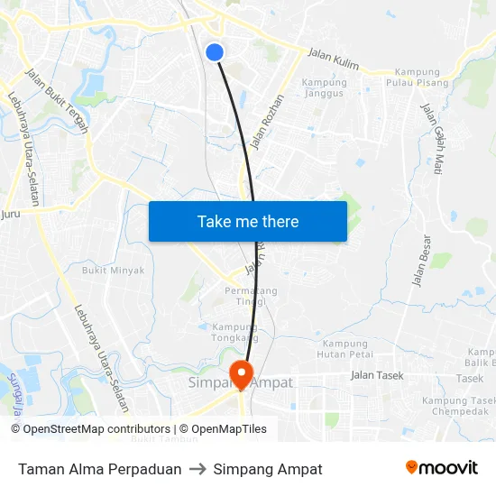 Taman Alma Perpaduan to Simpang Ampat map