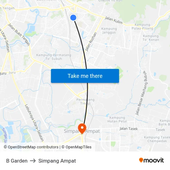 B Garden to Simpang Ampat map