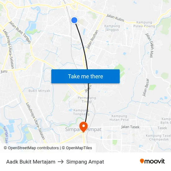 Aadk Bukit Mertajam to Simpang Ampat map