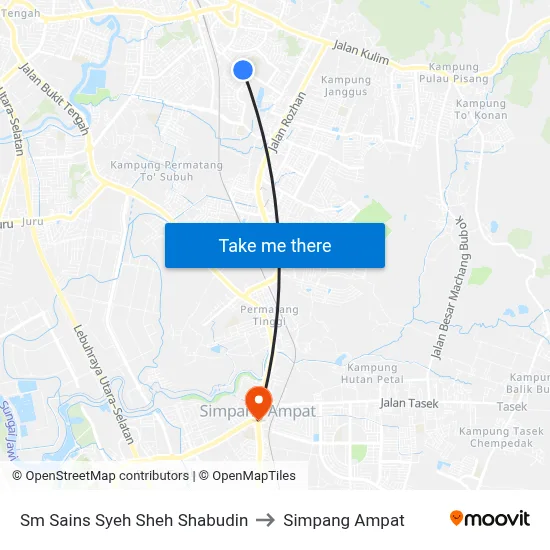 Sm Sains Syeh Sheh Shabudin to Simpang Ampat map