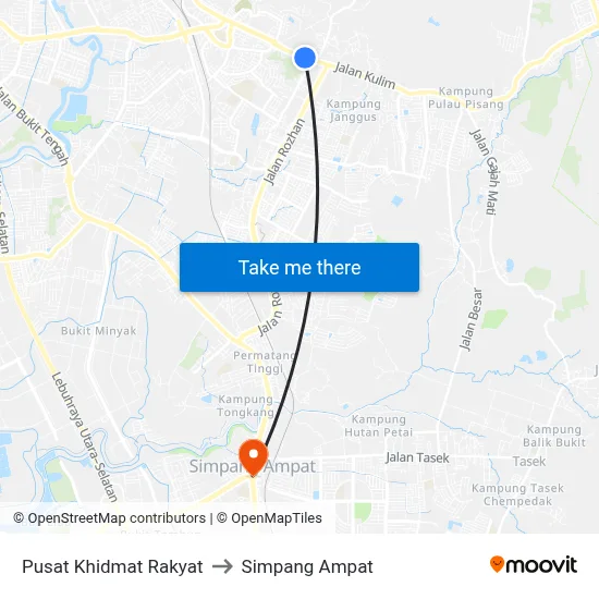 Pusat Khidmat Rakyat to Simpang Ampat map