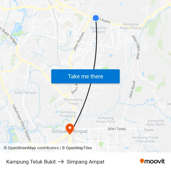 Kampung Teluk Bukit to Simpang Ampat map