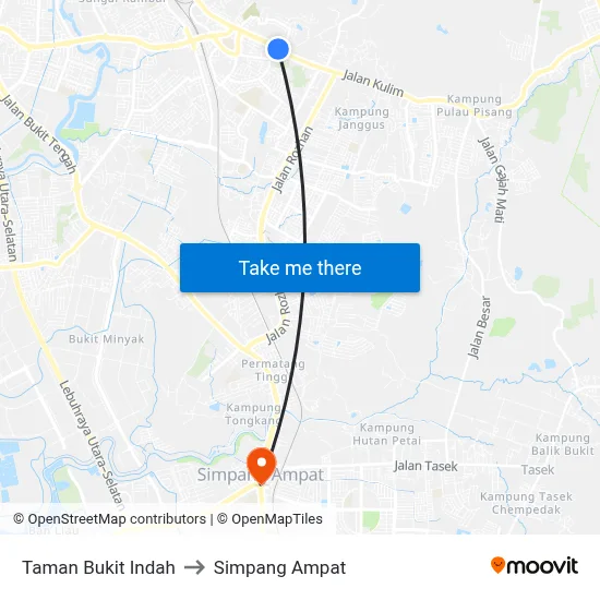 Taman Bukit Indah to Simpang Ampat map