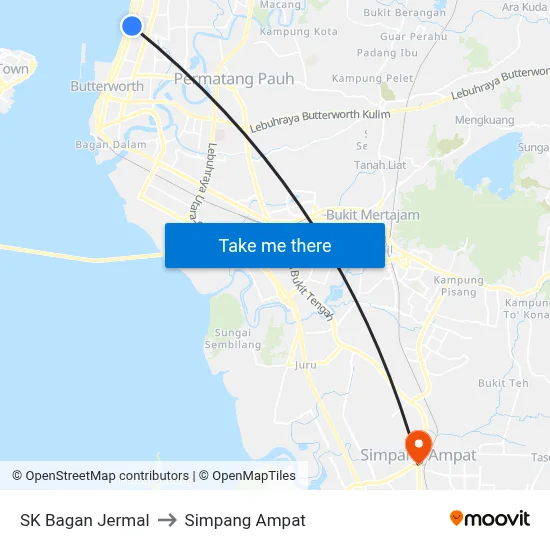 SK Bagan Jermal to Simpang Ampat map