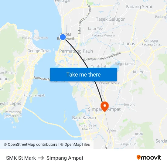 SMK St Mark to Simpang Ampat map